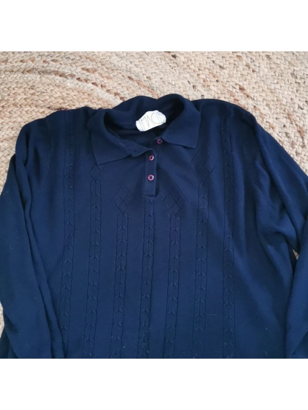 Mens vintage navy merinowool IMAGE collared oldmoney longsleeve sweater. Size XL - Picture 6 of 6